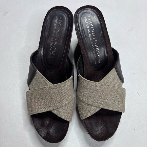 Donald J Pliner | Brown/Tan Slip on Wedges 3.25 Wedge - Picture 1 of 5